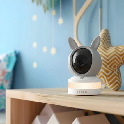 TESLA Electronics Bambino - Smart Baby Monitor 4 MP (2560p), 5V, Wi-Fi, Tuya, Gray/White