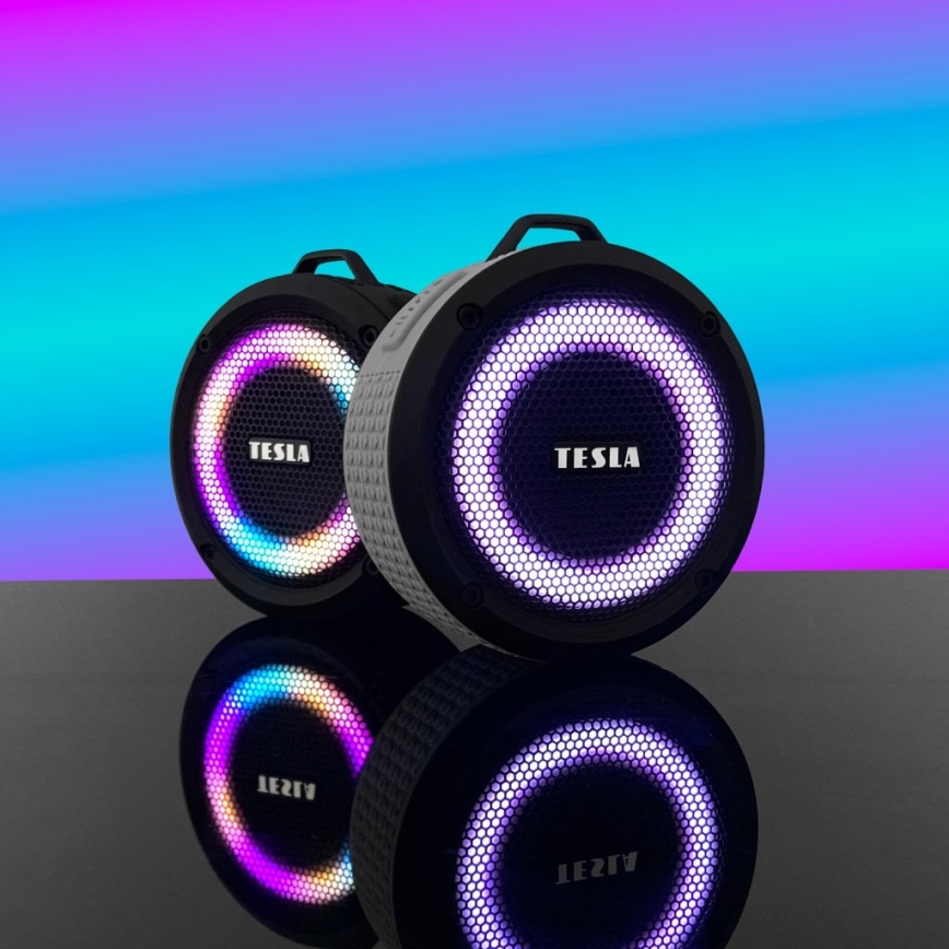 TESLA Electronics - LED RGB Wireless speaker 5W/1200 mAh/3,7V IPX7 grey