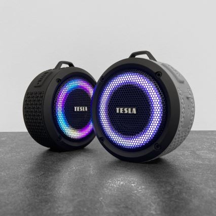 TESLA Electronics - LED RGB Wireless speaker 5W/1200 mAh/3,7V IPX7 grey