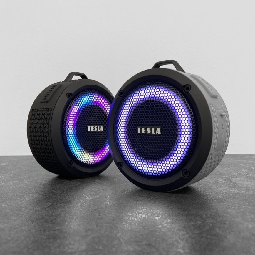TESLA Electronics - LED RGB Wireless speaker 5W/1200 mAh/3,7V IPX7 grey