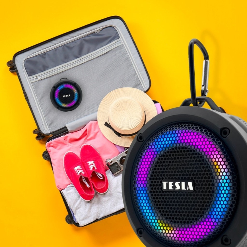 TESLA Electronics - LED RGB Wireless speaker 5W/1200 mAh/3,7V IPX7 grey
