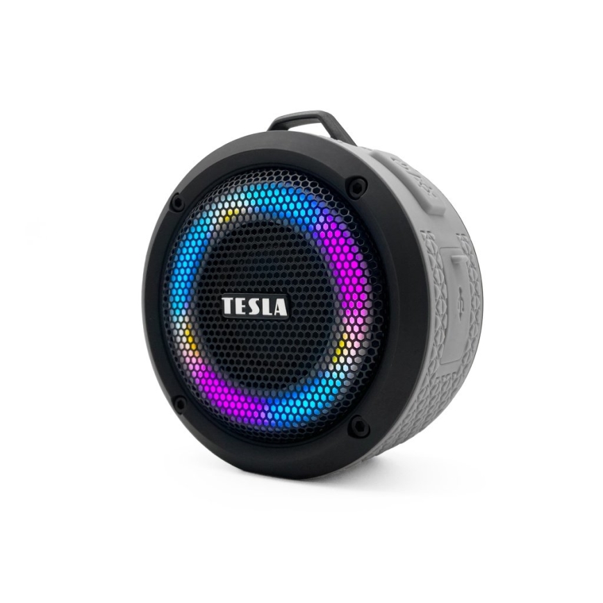TESLA Electronics - LED RGB Wireless speaker 5W/1200 mAh/3,7V IPX7 grey