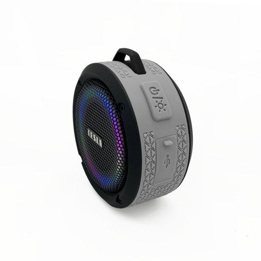 TESLA Electronics - LED RGB Wireless speaker 5W/1200 mAh/3,7V IPX7 grey