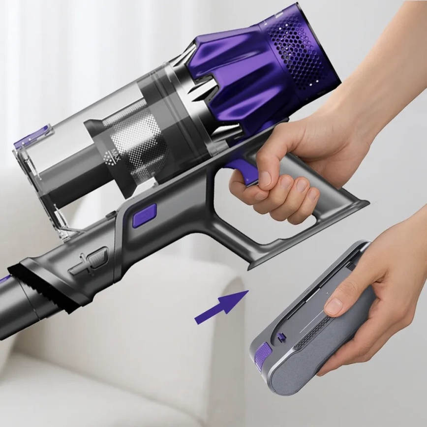 TESLA Electronics PureStar - Flexible cordless stick vacuum cleaner 2in1 250W/2200 mAh grey/purple