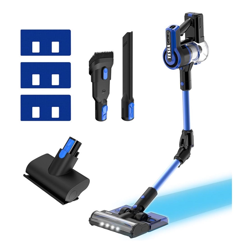 TESLA Electronics PureStar - Flexible cordless stick vacuum cleaner 3in1 300W/2200 mAh black/blue
