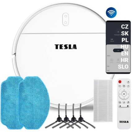 TESLA Electronics RoboStar - Smart robotic vacuum cleaner 2in1 2500 mAh Wi-Fi Tuya white + remote control