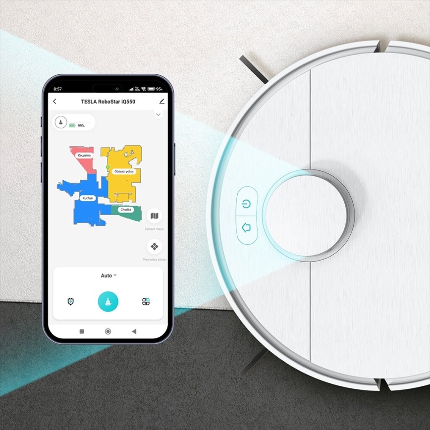 TESLA Electronics RoboStar - Smart robotic vacuum cleaner 2in1 2550 mAh Wi-Fi white