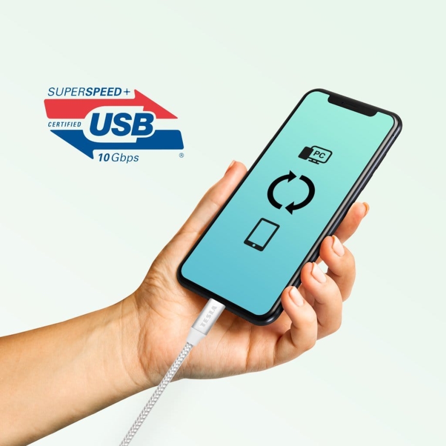 TESLA Electronics - USB cable USB-C 3.2 connector Power Delivery 1m 100W white