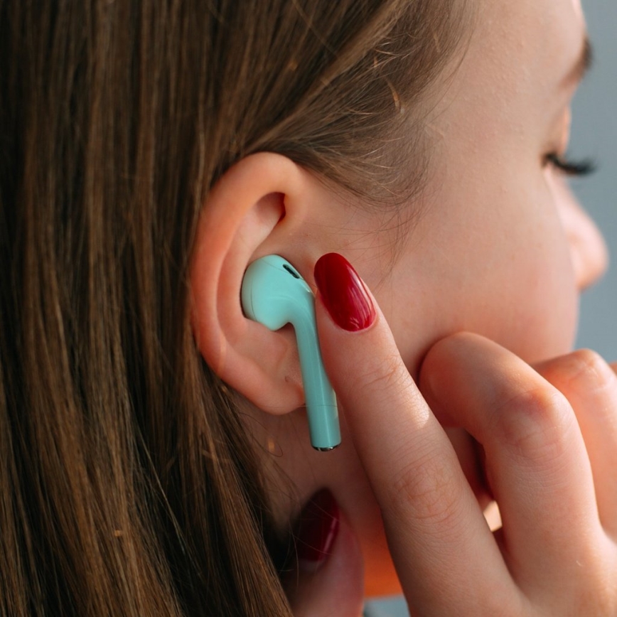 TESLA Electronics - Wireless headphones 300 mAh + 2x 25 mAh IPX4 turquoise