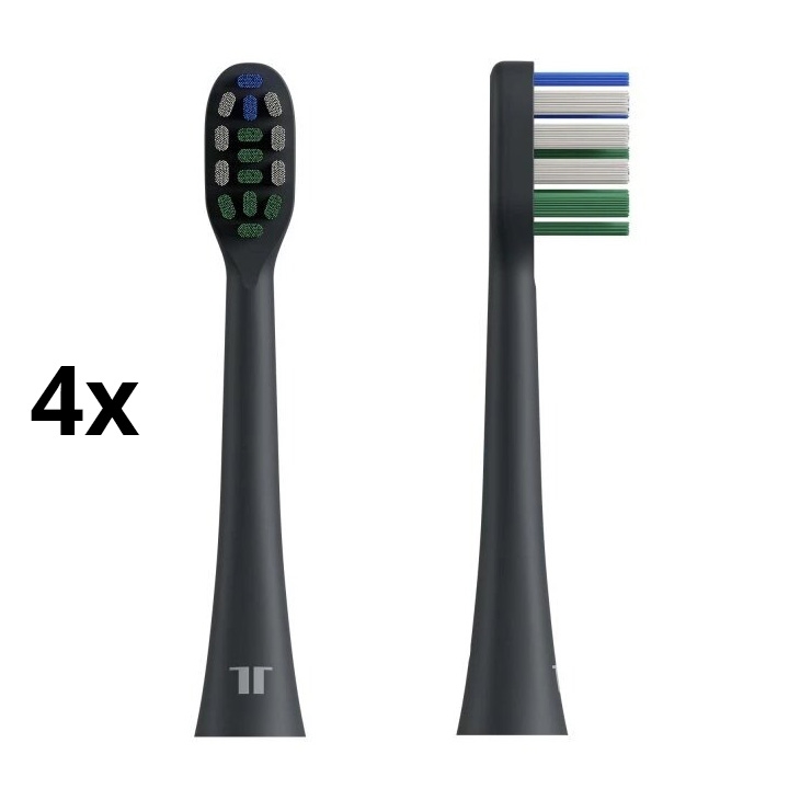 TESLA Smart - SET 4x Replacement head for sonic toothbrush TS400 black