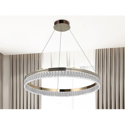 Dimmable LED Crystal Chandelier Suspended on Cable THALIA LED/55W/230V 3000-6000K Ø 80 cm + Remote Control