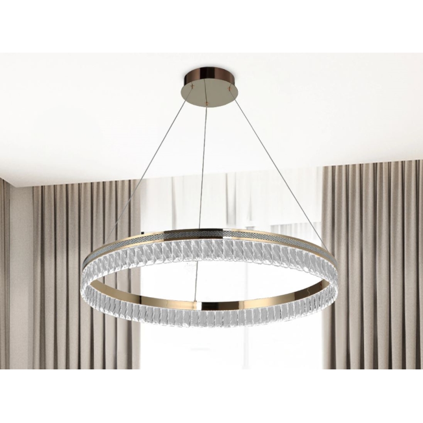 Dimmable LED Crystal Chandelier Suspended on Cable THALIA LED/55W/230V 3000-6000K Ø 80 cm + Remote Control
