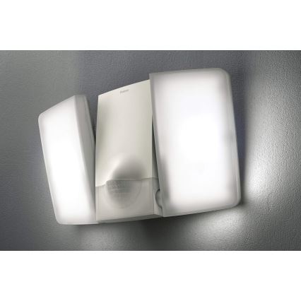 theben - LED Wall Floodlight with Sensor 2xLED/10W/230V White IP55