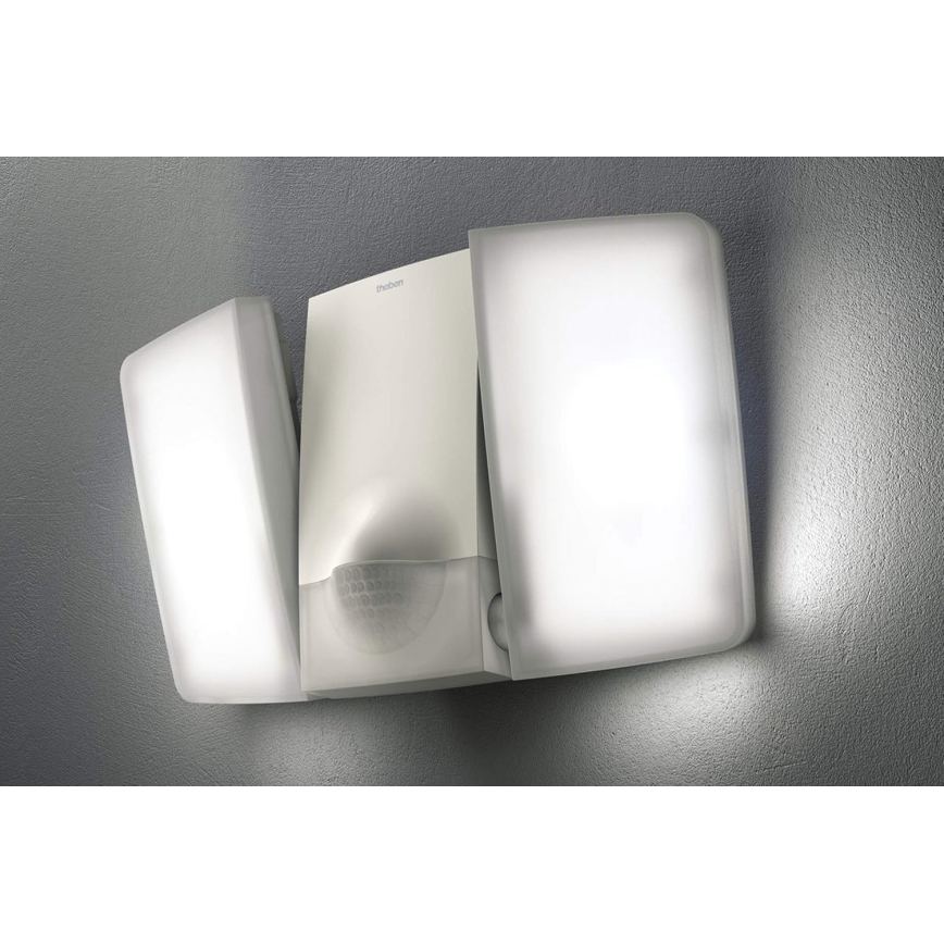 theben - LED Wall Floodlight with Sensor 2xLED/10W/230V White IP55