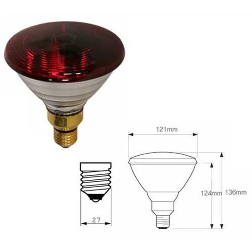 Thick-walled PHILIPS PAR38 Infrared Heat Lamp E27/150W/230V