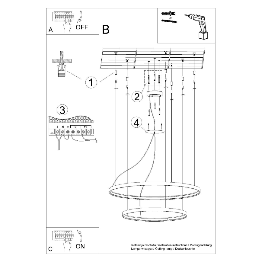 Thoro TH.176 - LED Chandelier on a string RIO LED/80W/230V CRI 90 3000K white