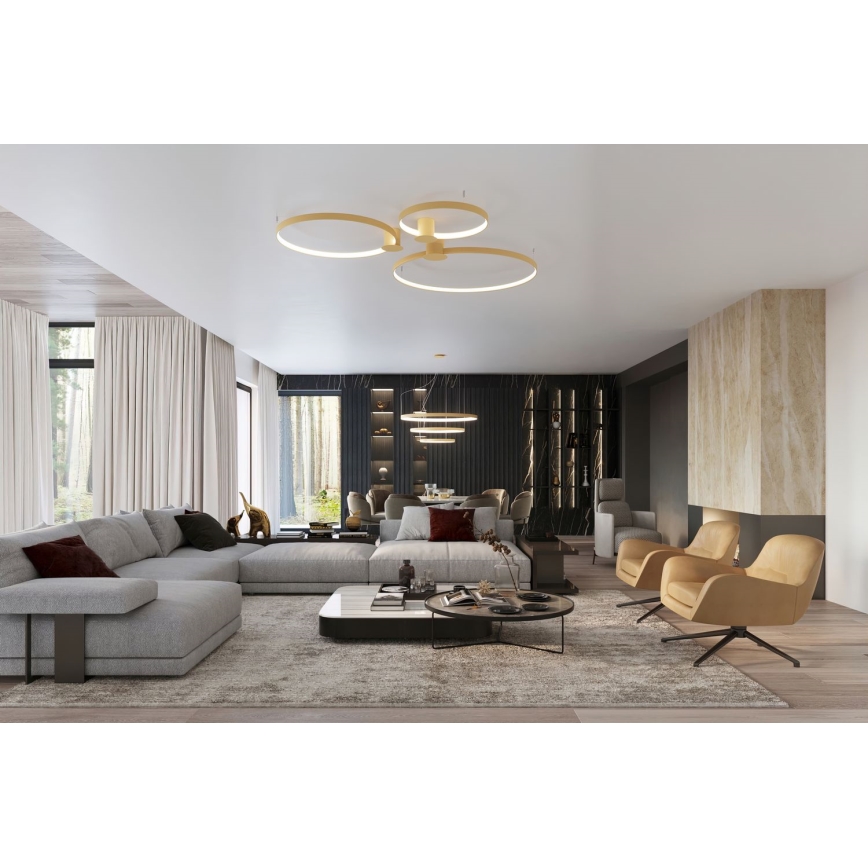 Thoro TH.222 - RIO LED Ceiling Light, 21W / 230V, CRI 98, 3000 K (Warm White), Ø 55 cm, Gold finish