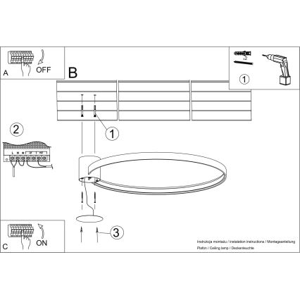 Thoro TH.223 - RIO LED Ceiling Light LED/30W/230V CRI 98 4000K Ø 55 cm gold