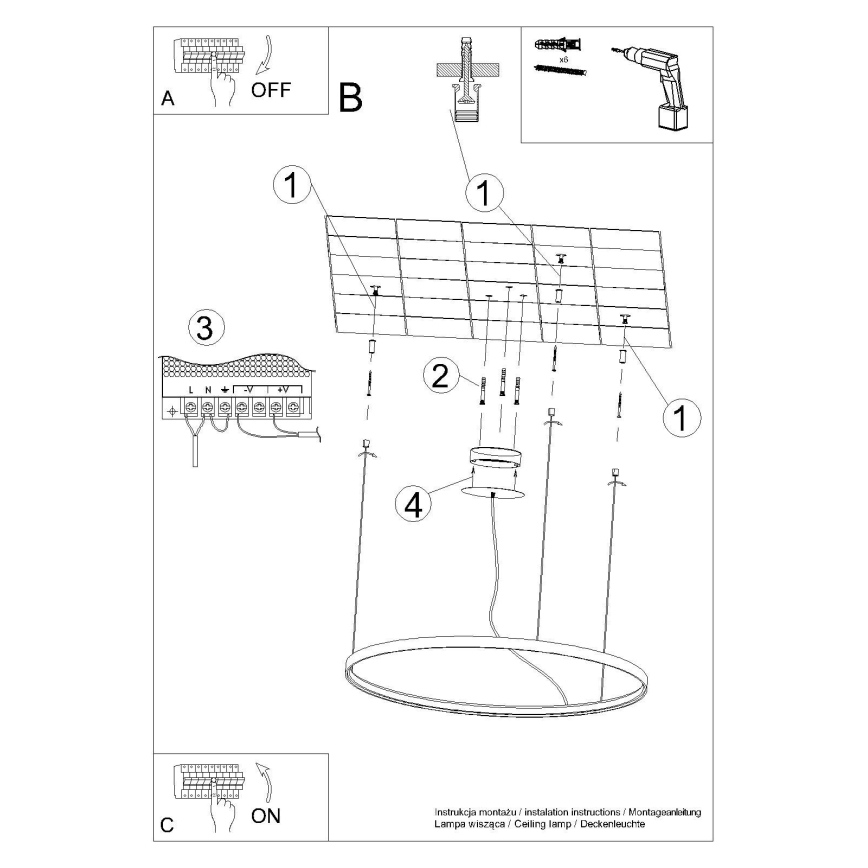 Thoro TH.246 - LED Chandelier on a string RIO LED/50W/230V CRI 90 3000K d. 78 cm gold