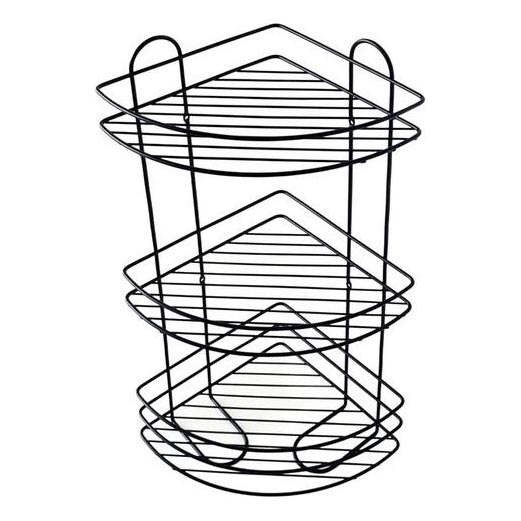 Three-tier shower wall shelf 23x58 cm black