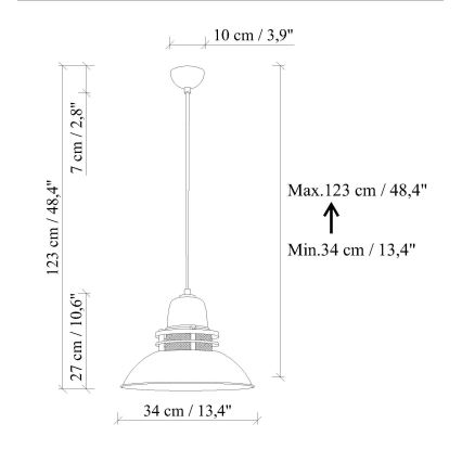 TIBET Cable Pendant Light 1xE27/40W/230V Orange