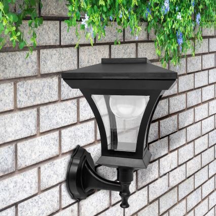 TIRANA Solar LED Wall Light — 1.2 V / 1800 mAh Battery, IP44, Black