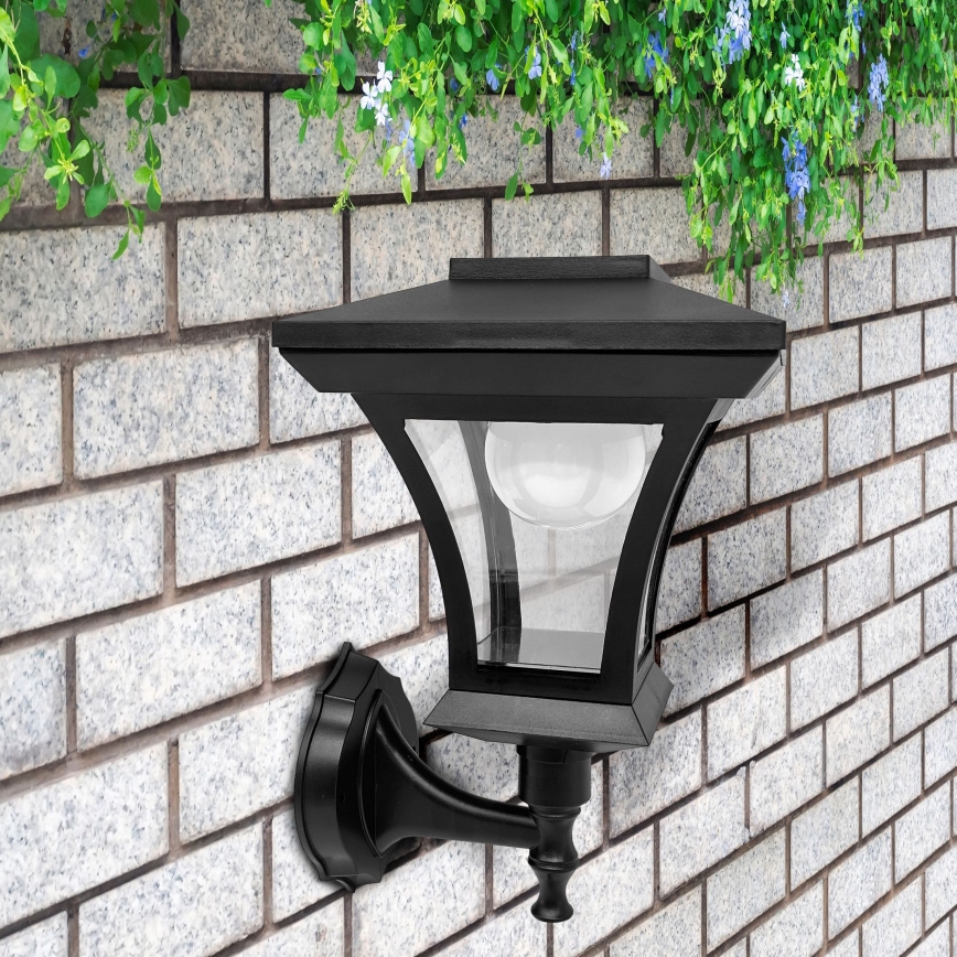 TIRANA Solar LED Wall Light — 1.2 V / 1800 mAh Battery, IP44, Black