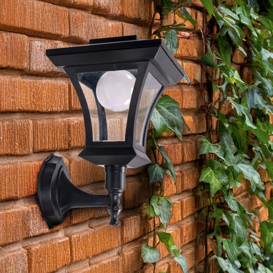 TIRANA Solar LED Wall Light — 1.2 V / 1800 mAh Battery, IP44, Black