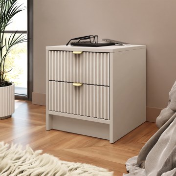 TIRENO Bedside Table 40 x 35 cm, Beige