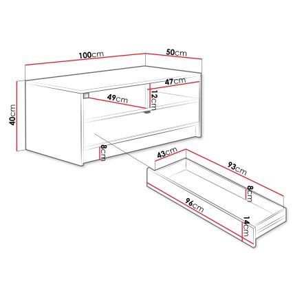 TIRENO Coffee Table 40x100 cm, White