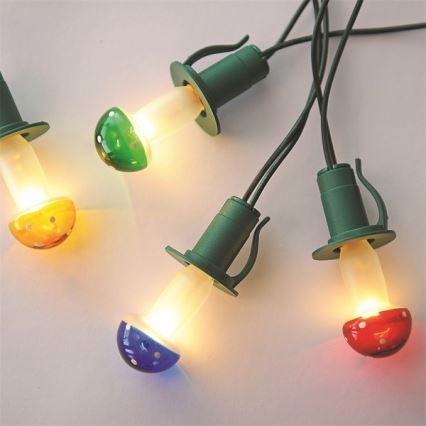 string lights TOADSTOOL 12xE10 10,7m warm white, Made in the Czech Republic