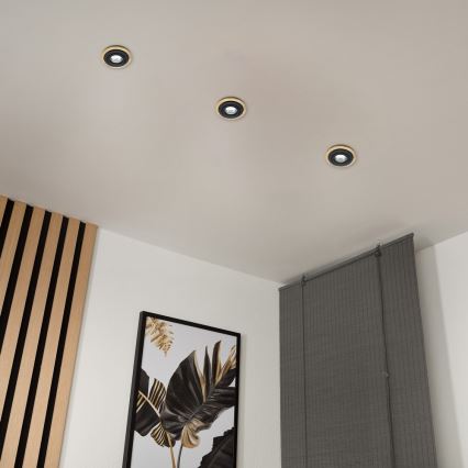 TOBBY ceiling downlight 1x GU10/20W/230V Ø 11.5 cm oak/black