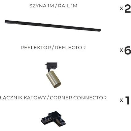 Zuma Line - Точковий світильник у направляючій системі 6xGU10/35W/230V чорний/золотий