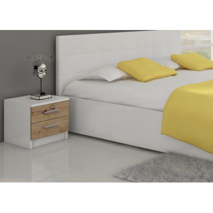 TOD Bedside Table White/Artisan Oak