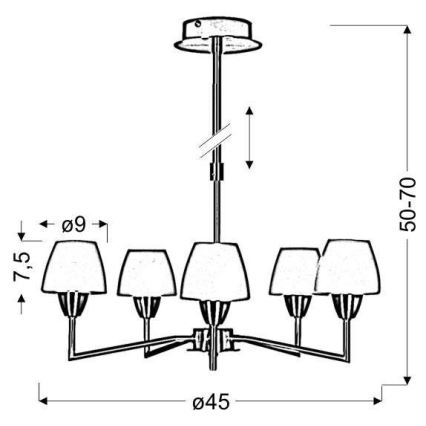 TOGO Pendant Light 5xG9/40W/230V Matte Chrome/White
