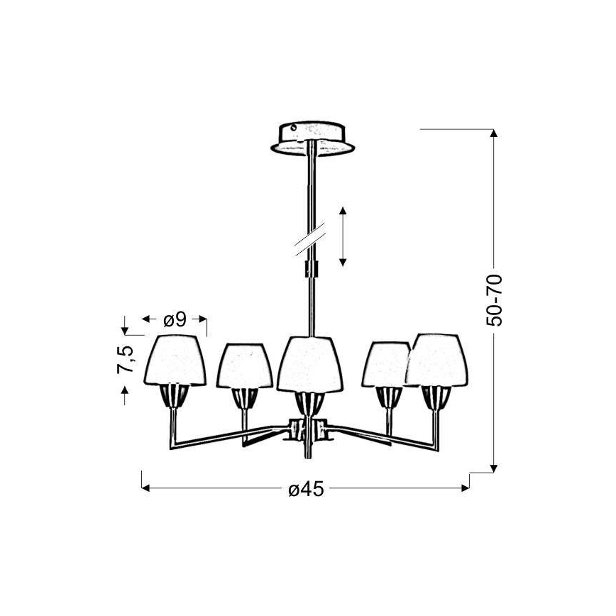 TOGO Pendant Light 5xG9/40W/230V Matte Chrome/White