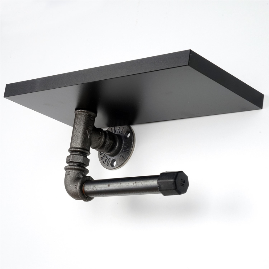 Toiler paper holder with a shelf BORU 12x30 cm black