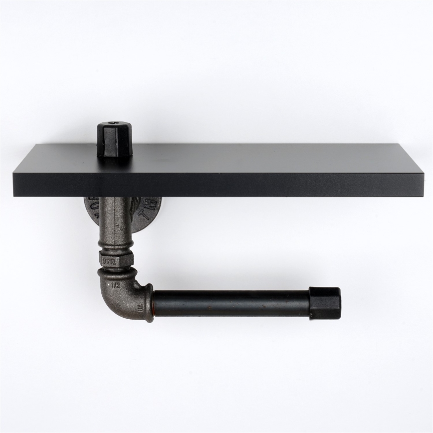Toiler paper holder with a shelf BORU 12x30 cm black