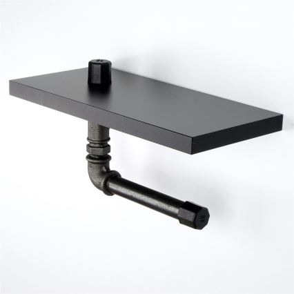 Toiler paper holder with a shelf BORU 12x30 cm black