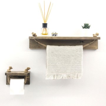 Toilet paper holder 10,5x17 cm + wall shelf 10x50 cm spruce
