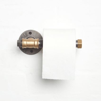 Toilet paper holder BORURAF 8x22 cm black/gold