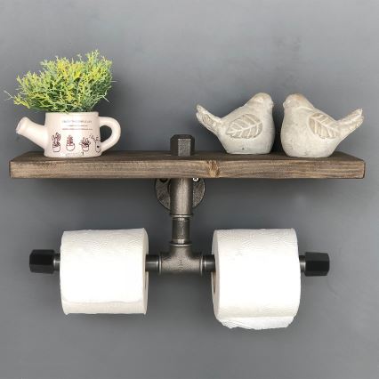 Toilet paper holder with a shelf BORU 12x40 cm spruce