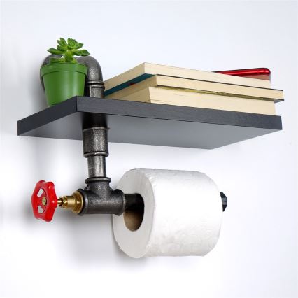 Toilet paper holder with a shelf BORU black