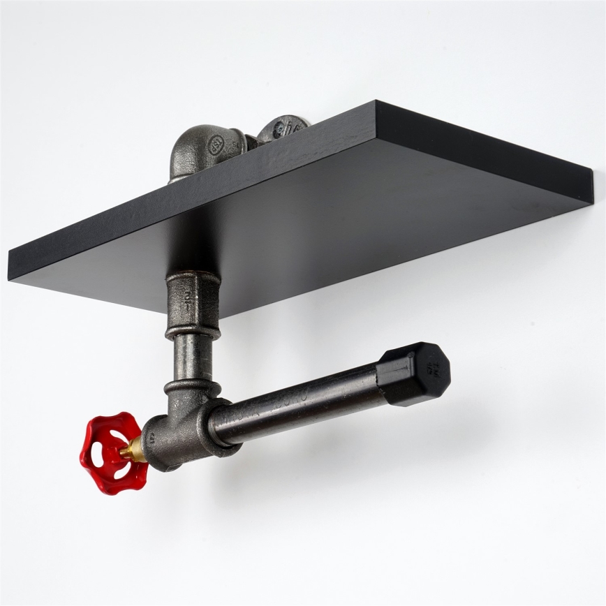 Toilet paper holder with a shelf BORU black