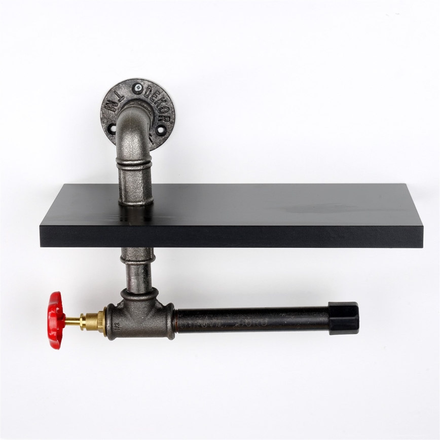Toilet paper holder with a shelf BORU black