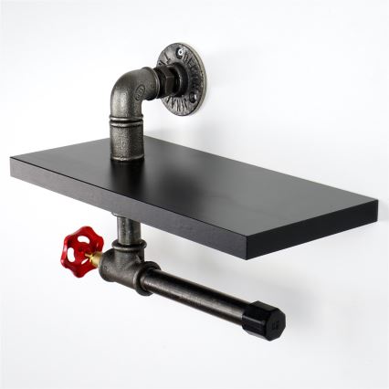 Toilet paper holder with a shelf BORU black
