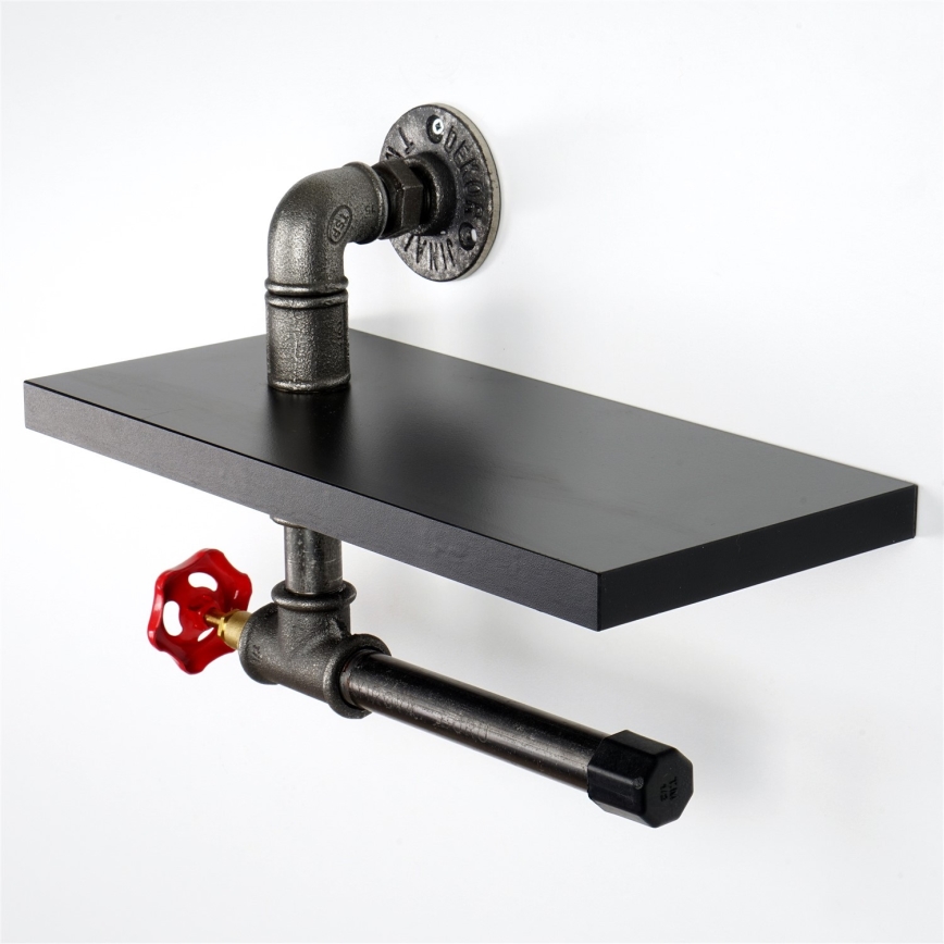 Toilet paper holder with a shelf BORU black