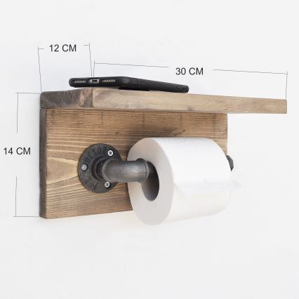 Toilet paper holder with a shelf BORURAF 14x30 spruce