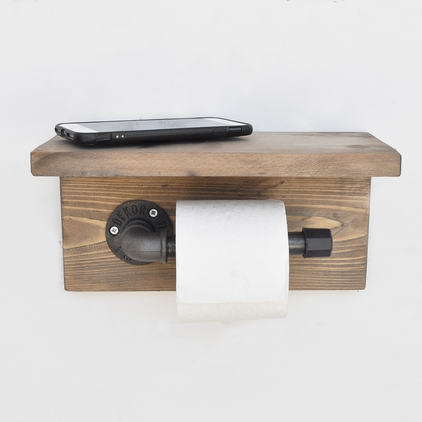 Toilet paper holder with a shelf BORURAF 14x30 spruce