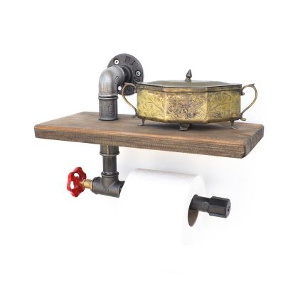 Toilet paper holder with a shelf BORURAF 22x31 cm spruce
